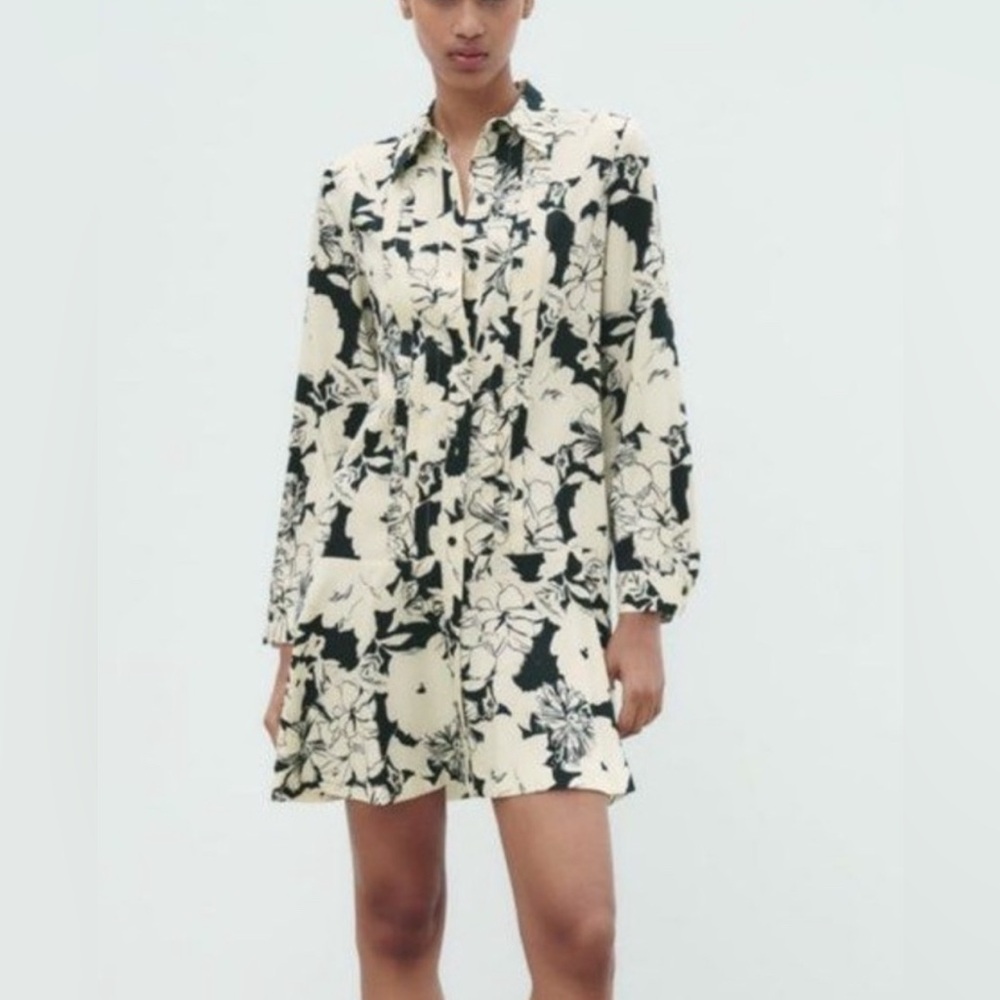 Zara Floral Shirt Dress, Long Sleeve.